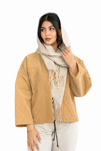 کاپشن سیلیکونی زنانه کوتاه آجری گرمو شیک